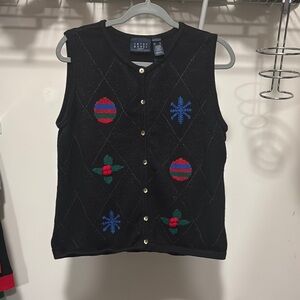 Vintage Crazy Horse By Liz Claiborne Womens Holiday Vest ugly sweater